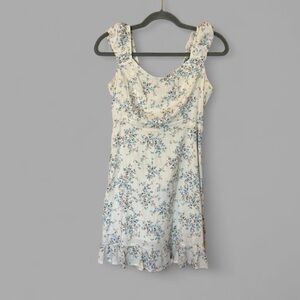Old Navy Floral Mini Dress - White and Blue Small